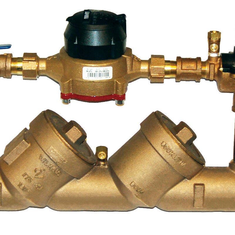 WILKINS  2" 950XLTDABFSS DOUBLE CHECK DETECTOR ASSEMBLY W/ BUTTERFLY SHUT OFF VALVES, GPM METER *NON-POTABLE*